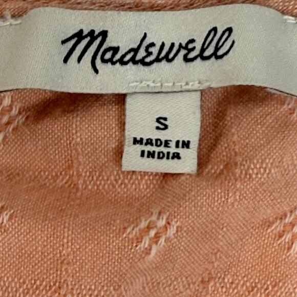 Madewell Women’s Small Peach Blouse Short Sleeve Peplum Top 100% Cotton - Picture 3 of 7